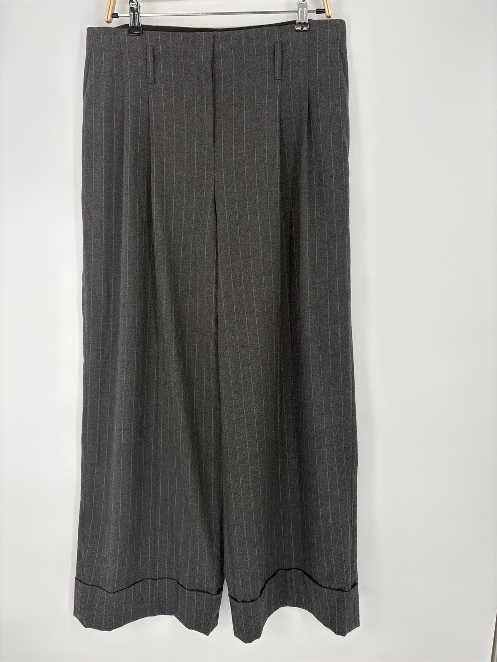 🪥 Chico's Black Label  Gray Pinstripe Wide-Leg Trousers SOFT